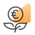 Icoon plant met euroteken oranje vlak